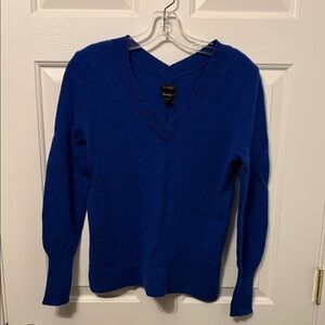 100% Cashmere Halogen Deep Blue V-Neck Sweater